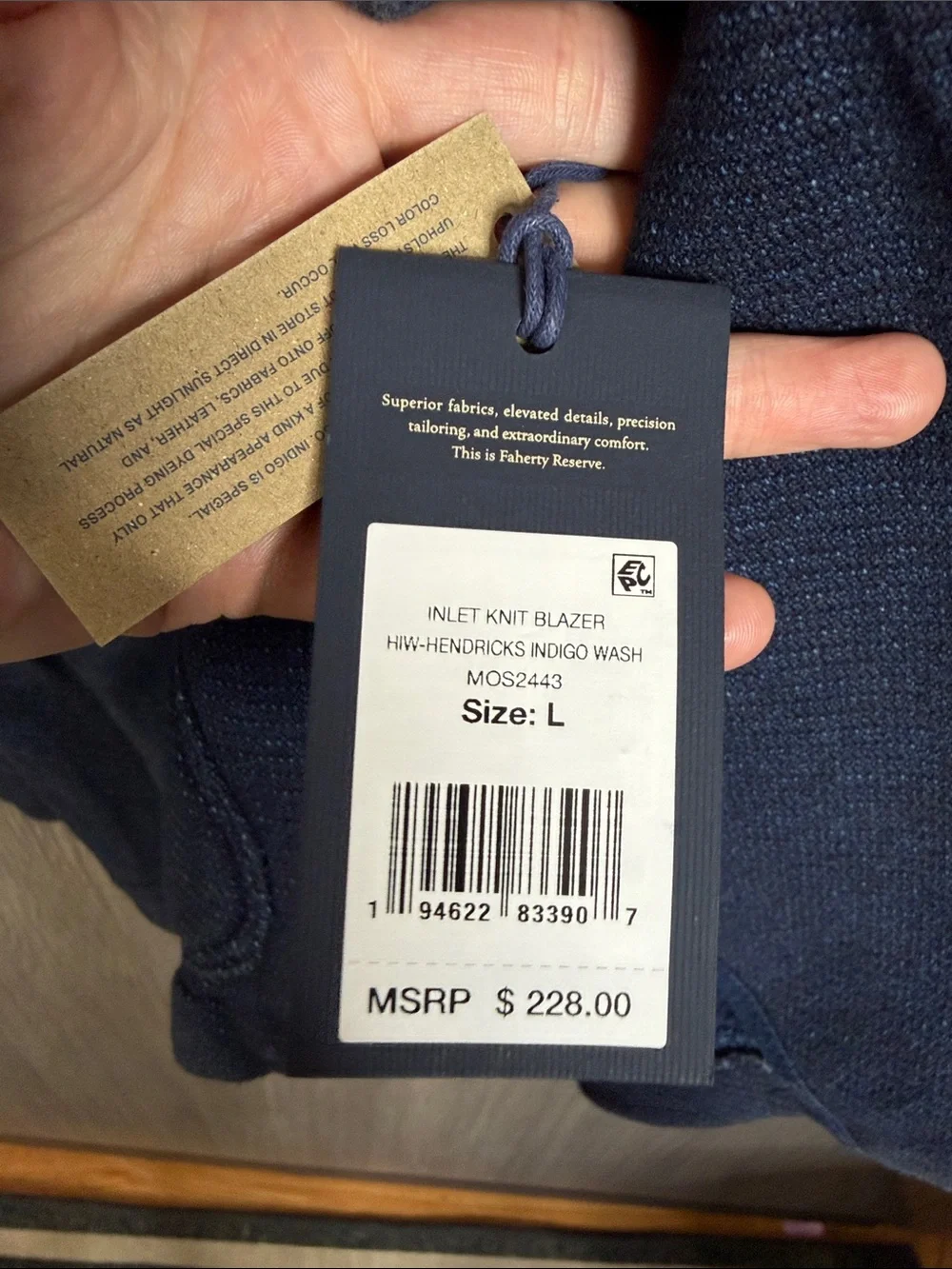 NWT Faherty Inlet Knit Blazer - Deep Navy Melange